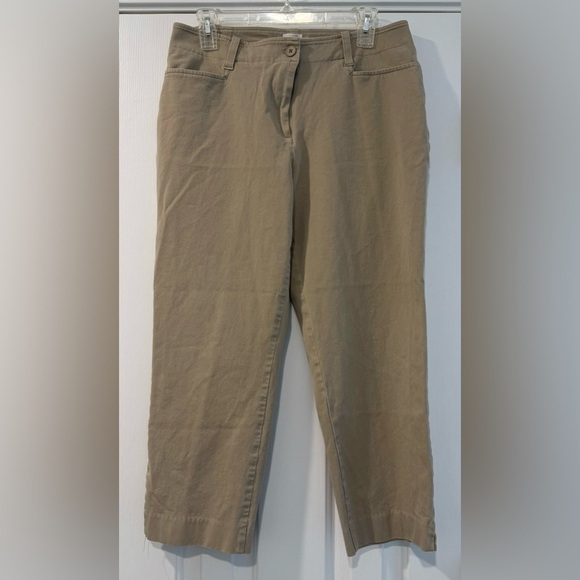 Talbots Pants - Talbots Womens Pants Beige Size 12 Signature Mid Rise Cropped Cotton